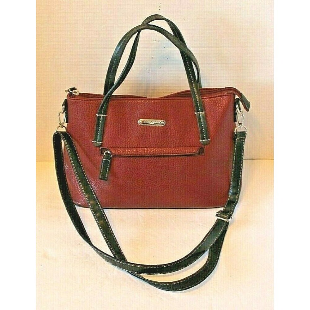 David Jones Paris Purse Rust Leather Crossbody Adjustable Strap Handbag